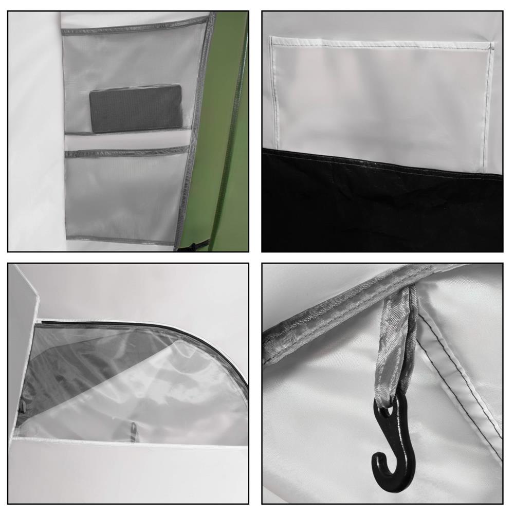 Cort camping, impemeabil, 2 camere + hol, 4 locuri, 460x200x245cm, verde