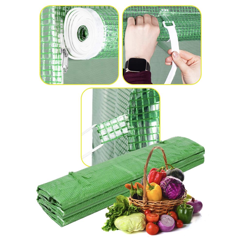 Folie inlocuire pentru sera 200x200x200 cm, PE 140g/mp cu plasa PP, UV4, 4 ferestre si usa cu fermoar, verde