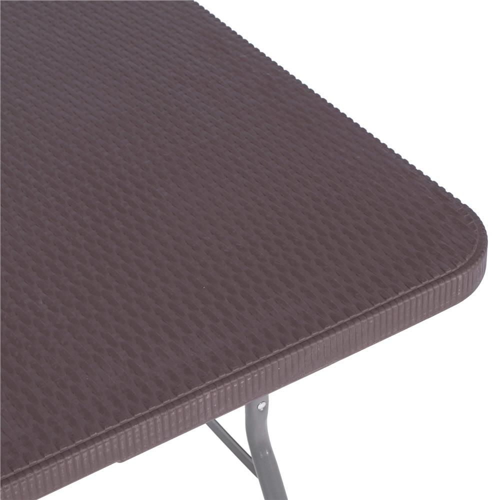 Masa dreptunghiulara pliabila multifunctionala, 1.8 m x 0.75 m x 0.75 m, imitatie ratan, maro