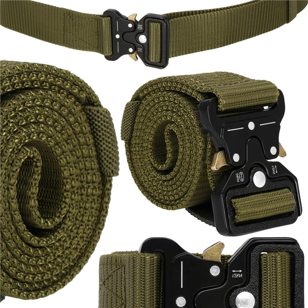 Curea centura Tactical Combat pentru barbati 3.5 x 125 cm, rezistent, verde