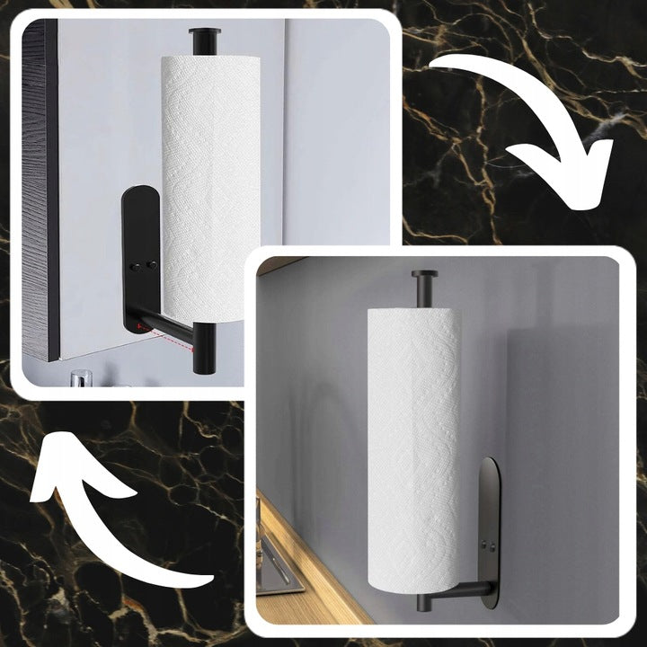 Suport hartie igienica din otel, prindere fara gaurire, 33.5cm, negru