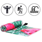 Prosop de plaja cu uscare de rapida, husa de transport, 90x180cm, model pepene verde