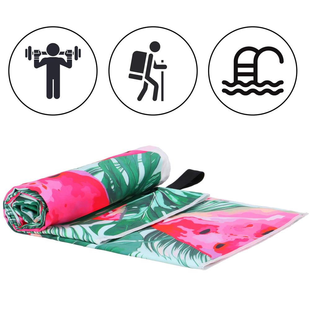 Prosop de plaja cu uscare de rapida, husa de transport, 90x180cm, model pepene verde