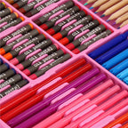 Set de pictura si desen pentru copii, 258 de piese, trusa plastic roz