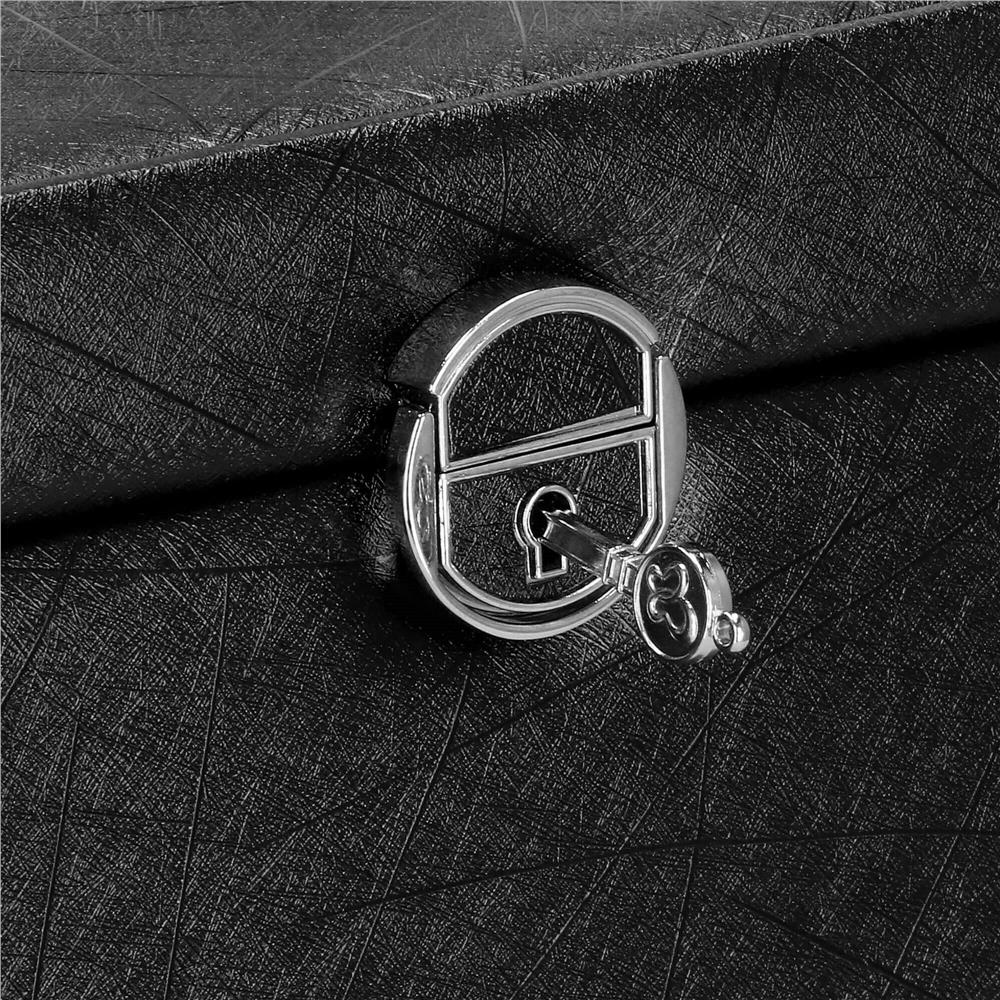 Cutie depozitare si organizare bijuterii, piele ecologica + velur, 26 x 21,5 x 19 cm, negru