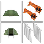 Cort camping, impemeabil, 2 camere + hol, 4 locuri, 460x200x245cm, verde