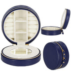 (DL) Cutie depozitare si organizare bijuterii, MDF, piele ecologica, 11 x 5cm, albastru marin