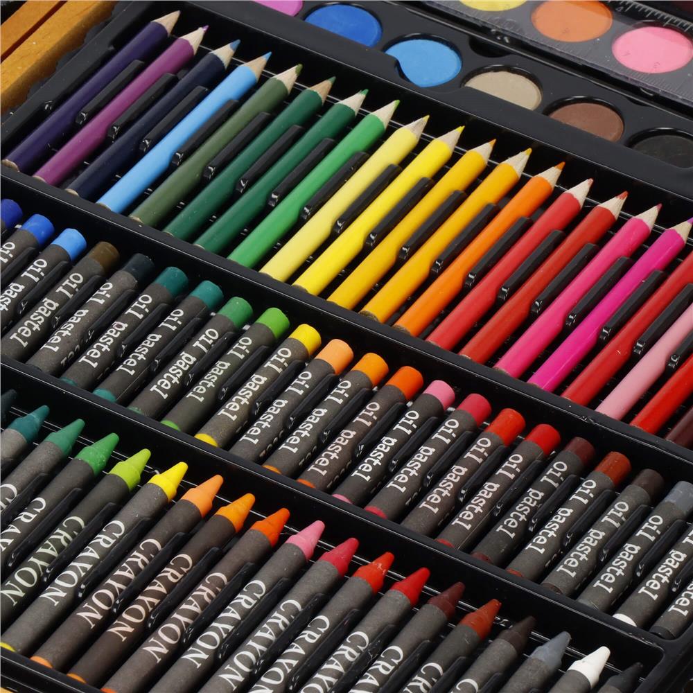 Set de pictura si desen pentru copii, 150 de piese, trusa lemn maro