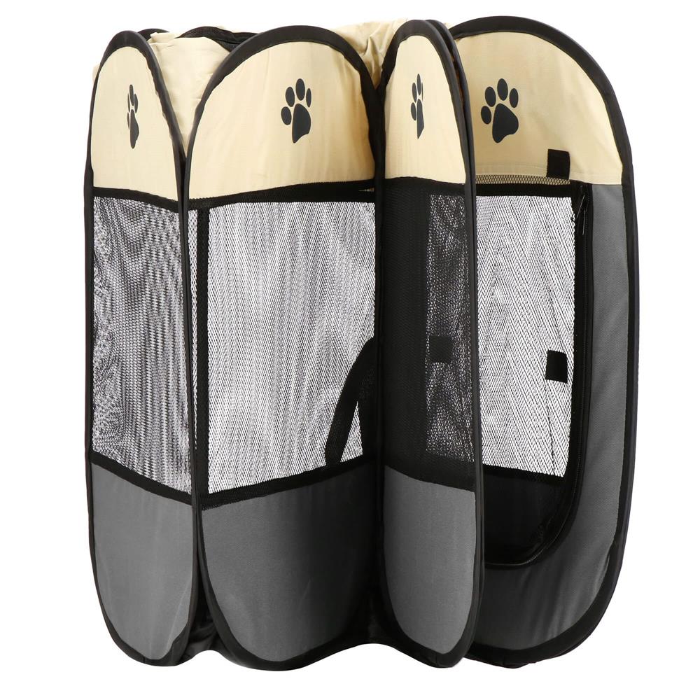 Tarc pliabil pentru animale de companie, diametru 114cm, gri crem