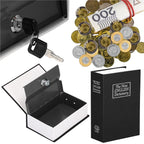 Caseta de valori, cutie metalica cu cheie, portabila, tip carte, Dictionar, negru, 24x15.5x5.5 cm