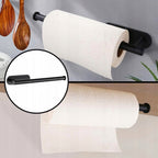 Suport hartie igienica din otel, prindere fara gaurire, 33.5cm, negru