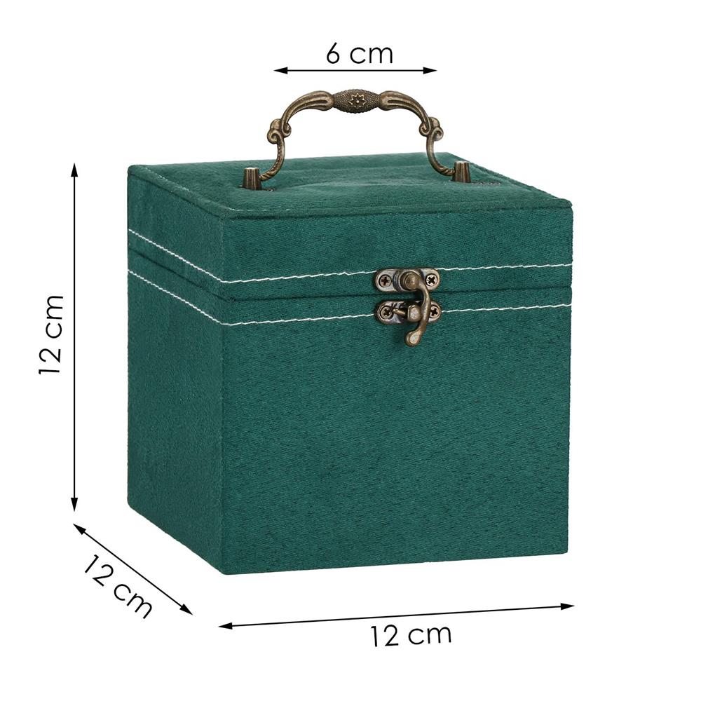 (DL) Cutie depozitare si organizare bijuterii, velur, 12x 12 x 12 cm, verde