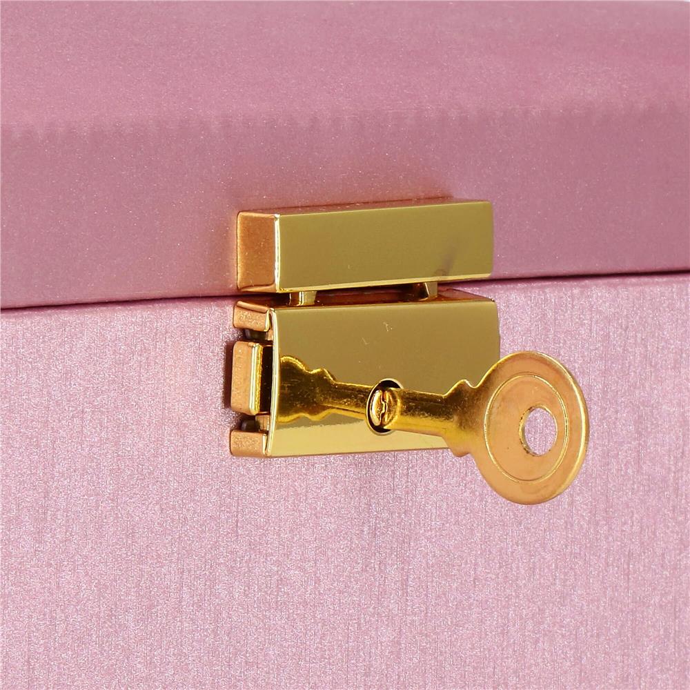 (DL) Cutie depozitare si organizare bijuterii, MDF, piele ecologica si velur, 17,5 x 14 x 12,5cm, roz