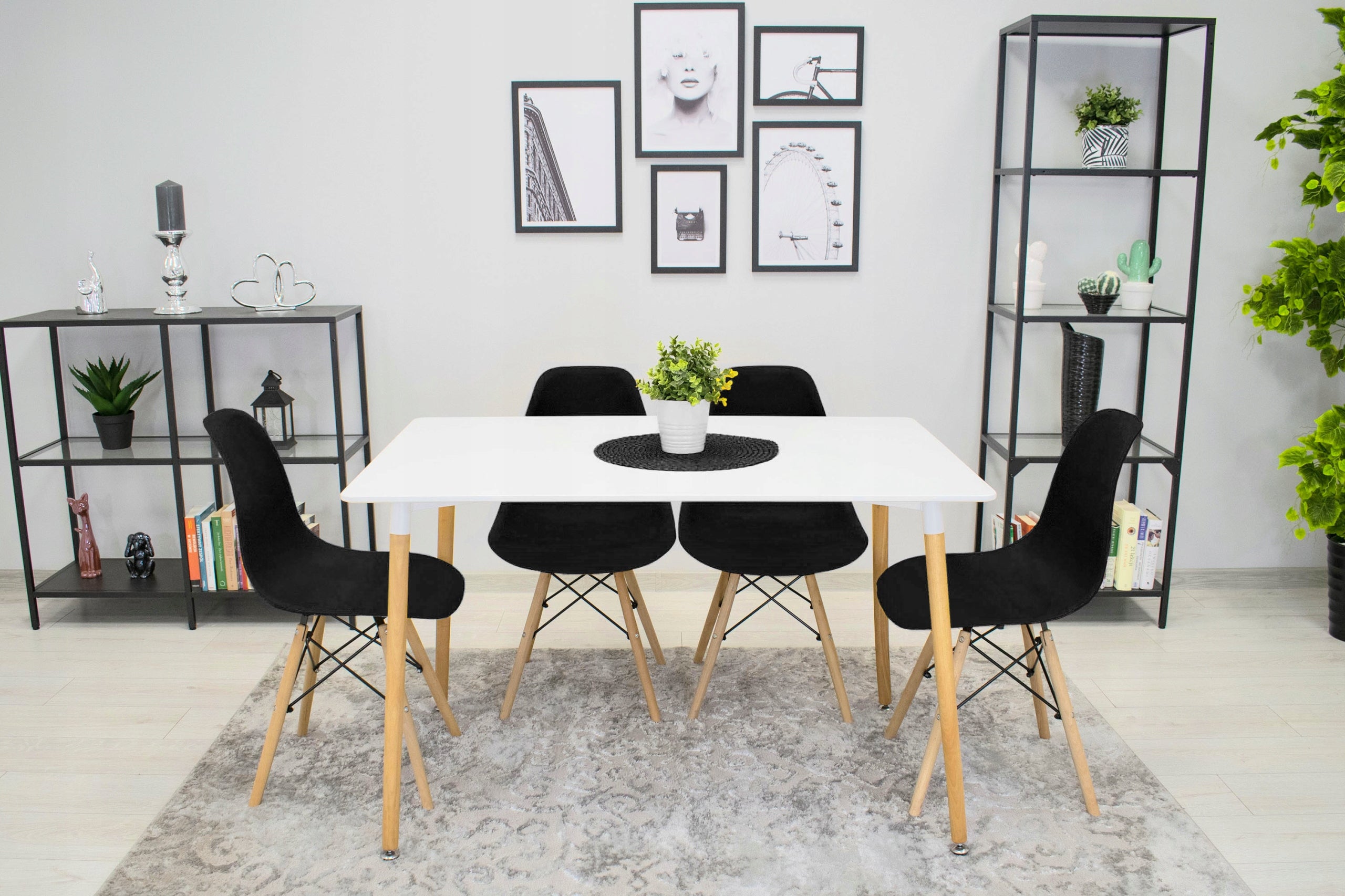 Scaun dining Scandinav pentru bucatarie, 38x42x82cm, negru