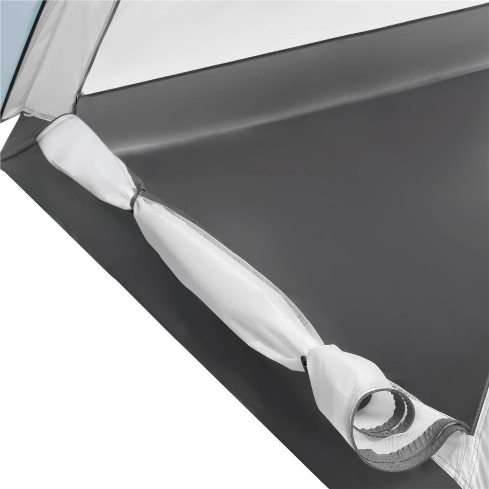 Cort plaja sau camping, impemeabil, cu terasa, 4 locuri, 175x310x130cm, gri albastru