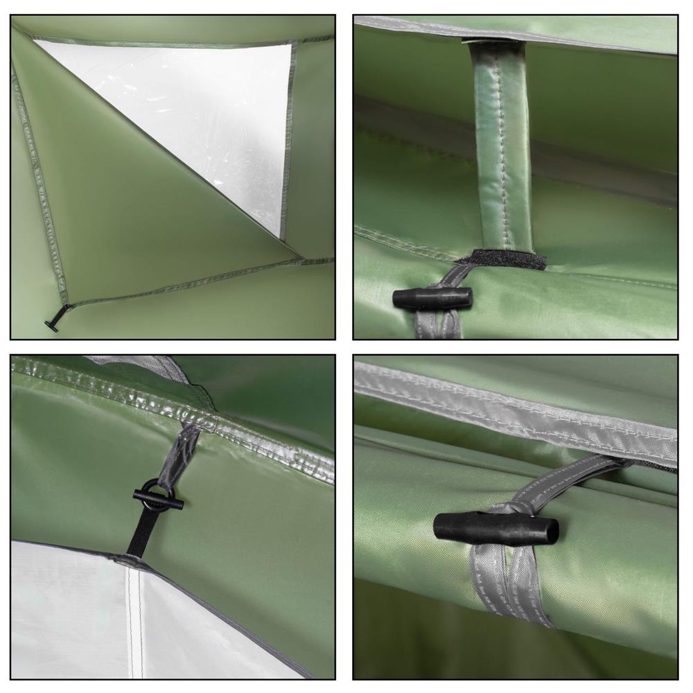 Cort camping, impemeabil, 2 camere + hol, 4 locuri, 460x200x245cm, verde