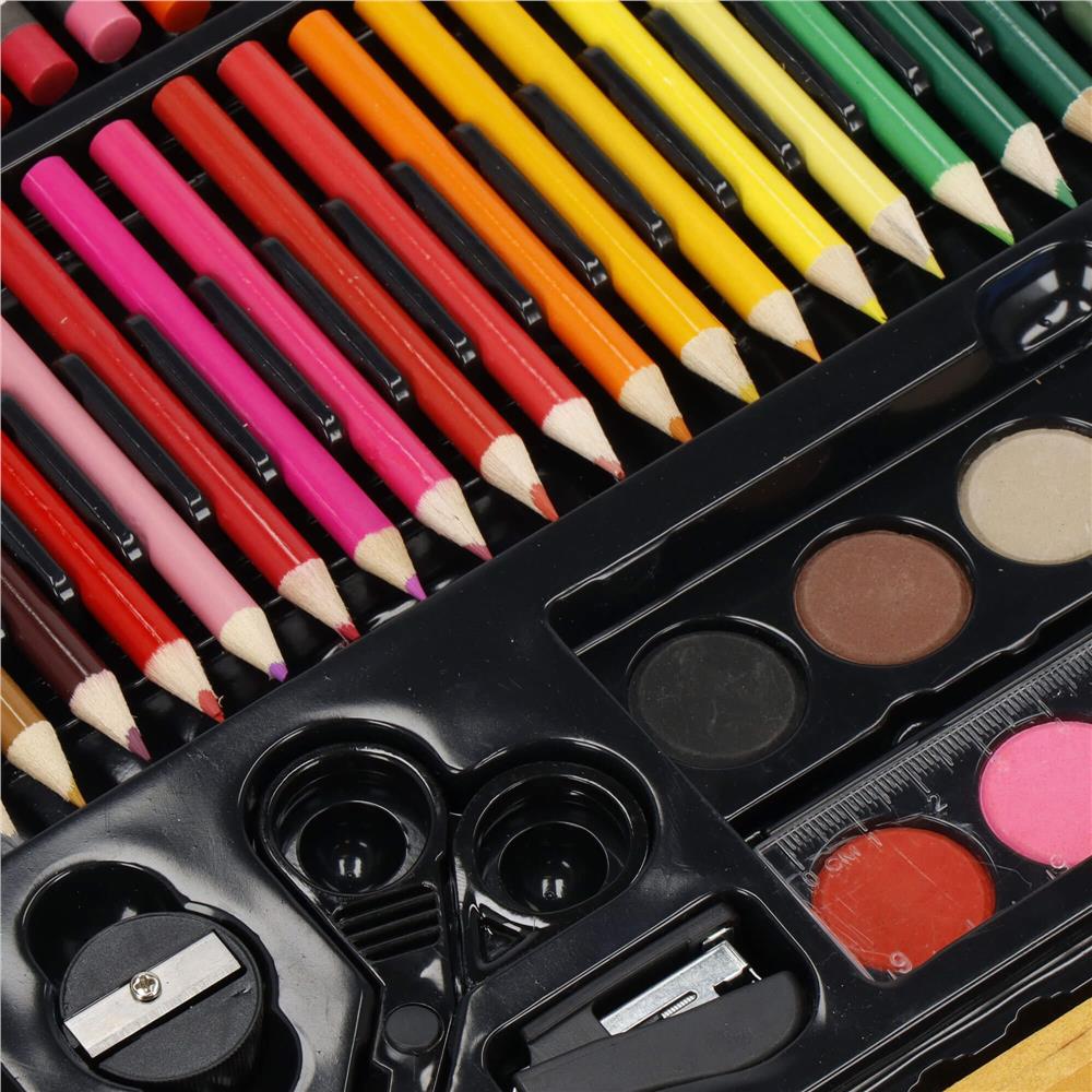 Set de pictura si desen pentru copii, 150 de piese, trusa lemn maro