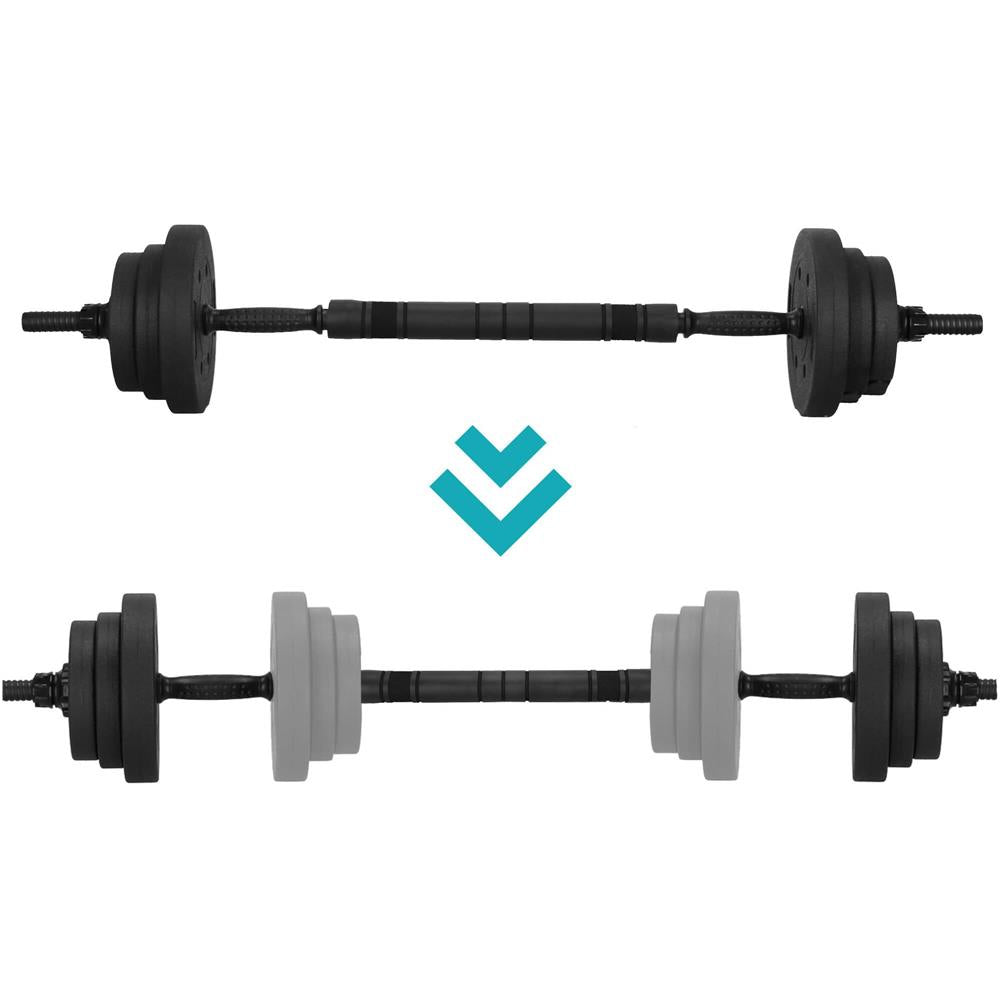 Set de greutati multifunctionale transformabil in gantere, kettlebell, haltera, total 19 kg