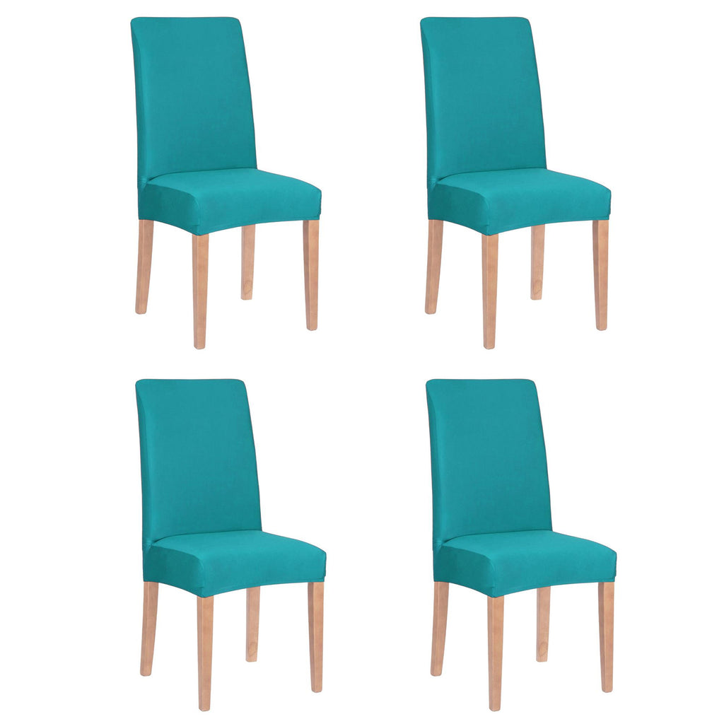 Set 4 huse universale pentru scaun, marime universala, poliester si spandex, 45 cm x 60 cm, albastru marin