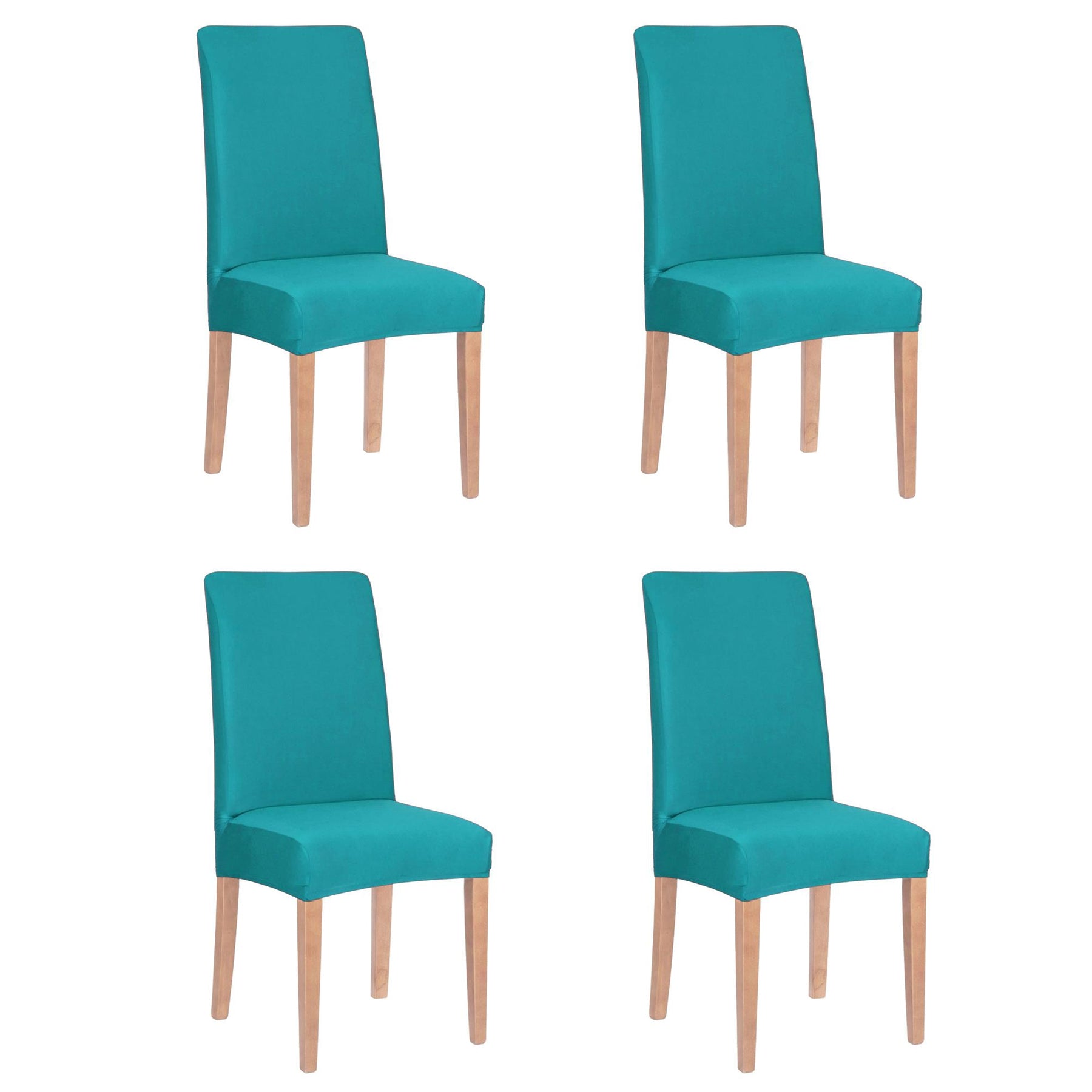 Set 4 huse universale pentru scaun, marime universala, poliester si spandex, 45 cm x 60 cm, albastru marin