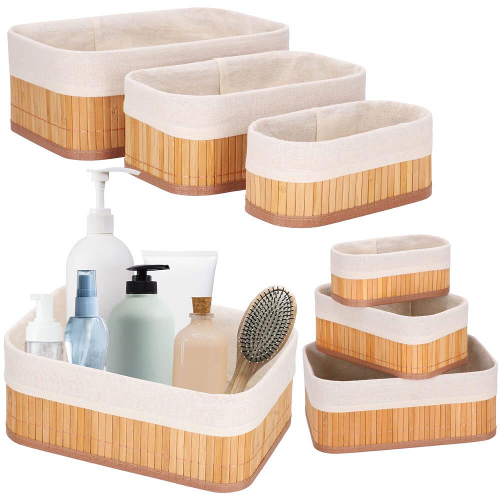 Set 3 cutii organizatoare din bambus, diverse dimensiuni, maro