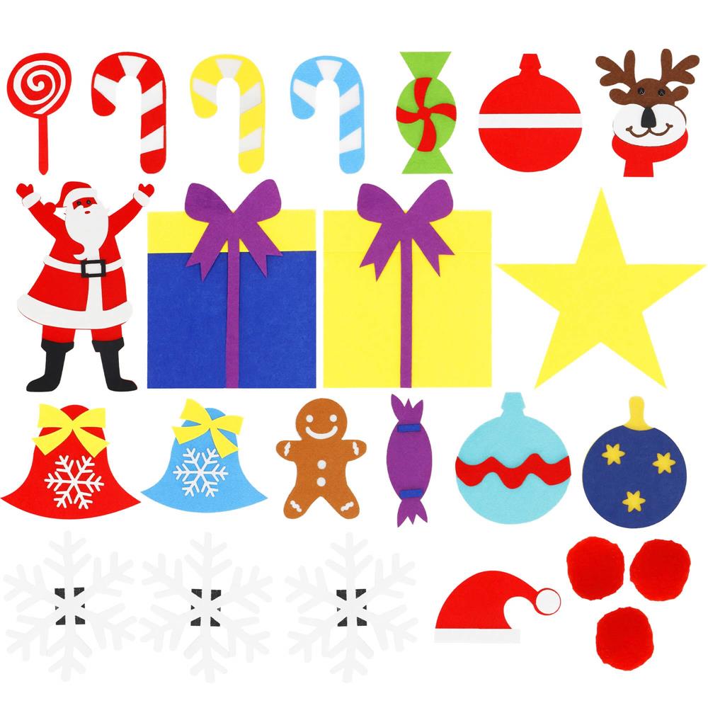 Brad de Craciun din pasla pentru copii, 115x80 cm, cu 26 decoratiuni