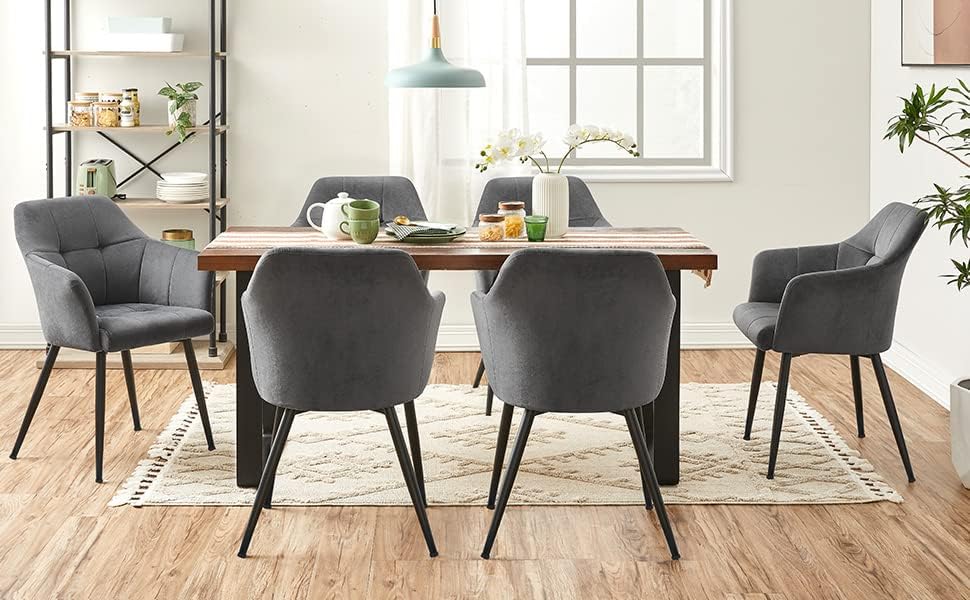 SONGMICS Scaun living tapitat din catifea cu cotiere, sarcina 110 kg, 61x60x87 cm, gri