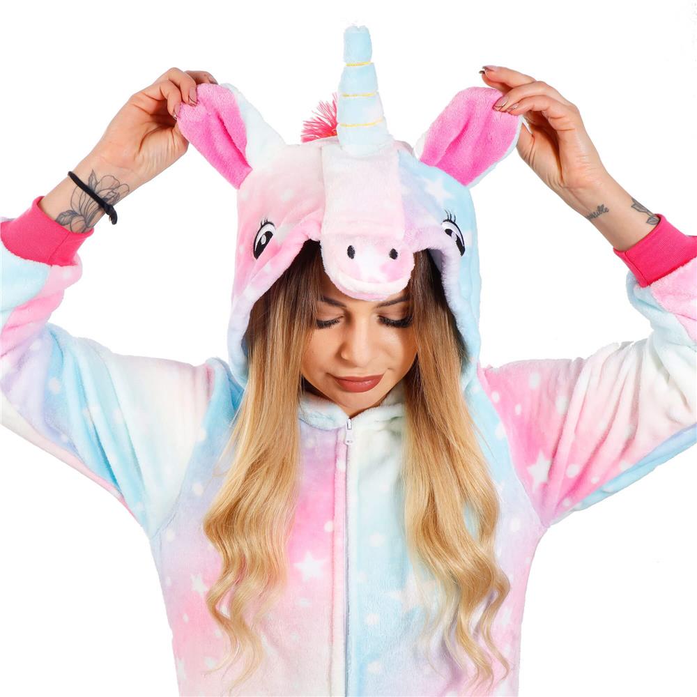 Pijama tip salopeta pentru dama, model unicorn, marime M