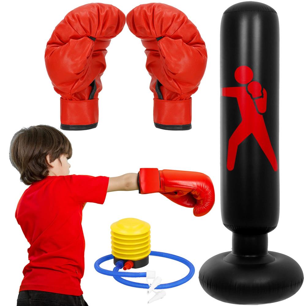 Sac de box gonflabil pentru copii, Inaltime 160 cm, PVC, Negru