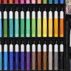 Set de pictura si desen pentru copii, 150 de piese, trusa lemn maro