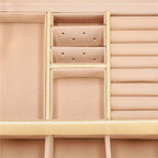 (DL) Cutie depozitare si organizare bijuterii, MDF, piele ecologica si velur, 17,5 x 14 x 12,5cm, crem