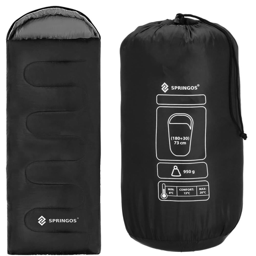 Sac de dormit tip mumie, cu geanta de transport, 210x73cm, 8-20grade, culoare negru