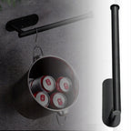 Suport hartie igienica din otel, prindere fara gaurire, 33.5cm, negru