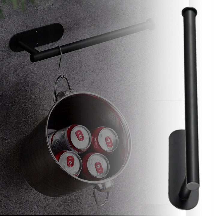 Suport hartie igienica din otel, prindere fara gaurire, 33.5cm, negru