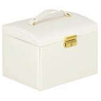 (DL) Cutie depozitare si organizare bijuterii, MDF, piele ecologica, 17,5 x 12 x 13,5 cm., crem