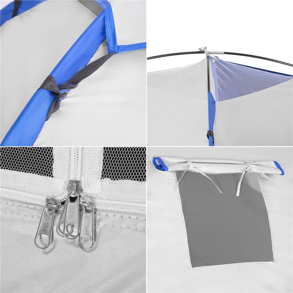 Cort plaja sau camping, impemeabil, cu protectie UV, 4 locuri, 210x240x130cm, gri albastru