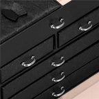 Cutie depozitare si organizare bijuterii, piele ecologica + velur, 26 x 21,5 x 19 cm, negru