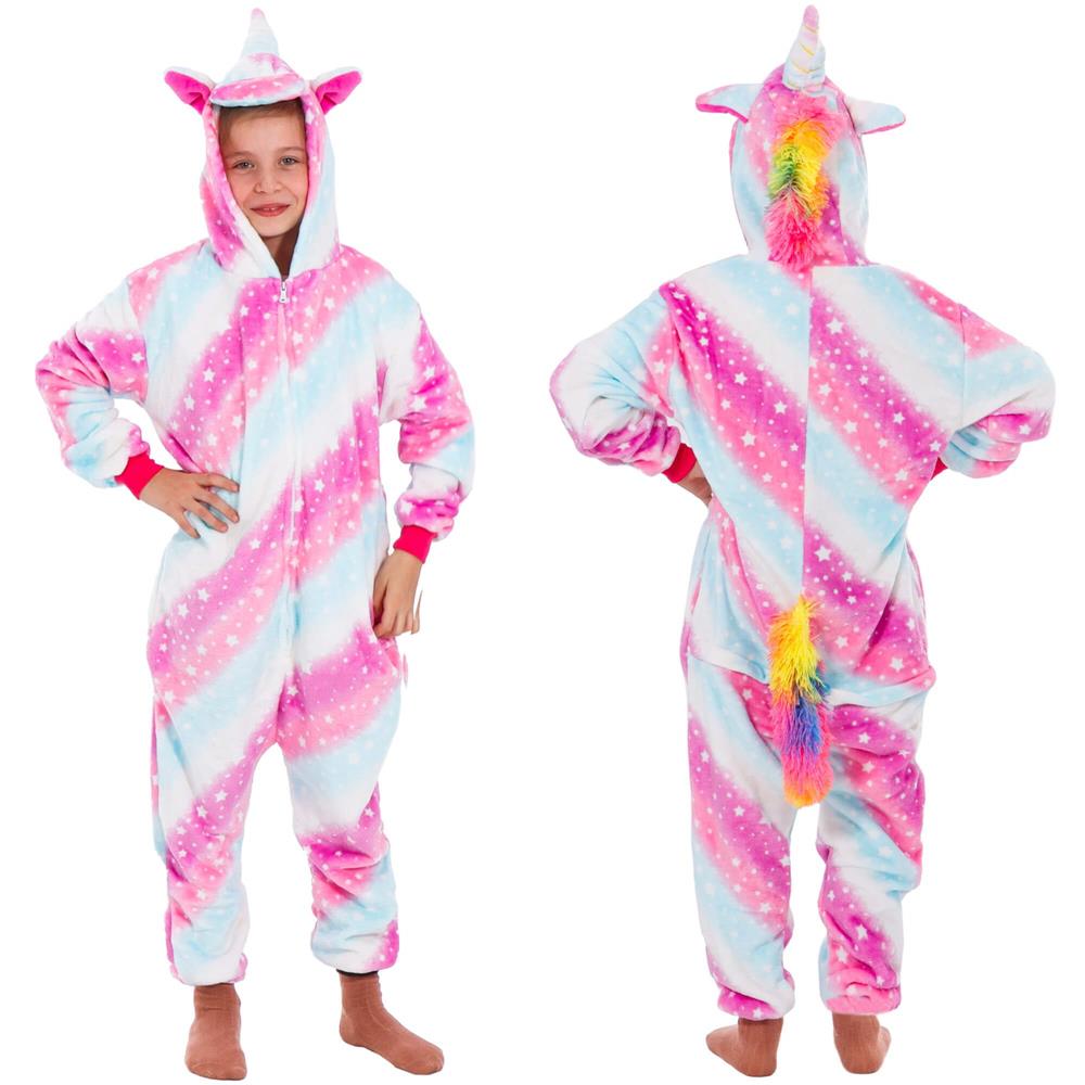 Pijama tip salopeta pentru copii, model unicorn, marime 130-140cm