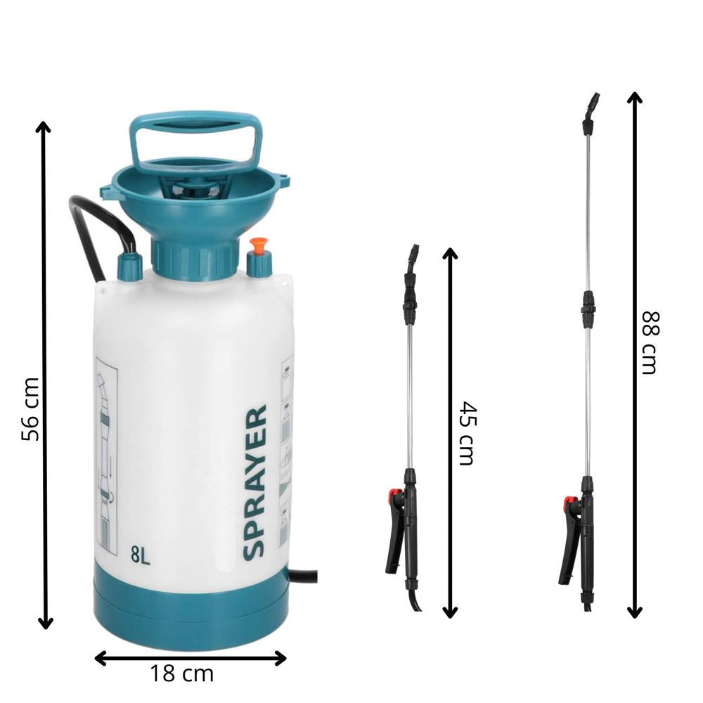 Pompa de stropit manual 8L cu lance reglabila 63 cm, 2 duze si curea de umar