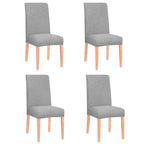 Set 4 huse universale pentru scaun, marime universala, poliester si spandex, 45 x 60 cm, gri cu carouri