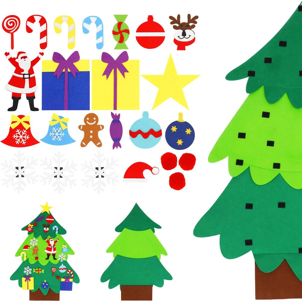 Brad de Craciun din pasla pentru copii, 115x80 cm, cu 26 decoratiuni