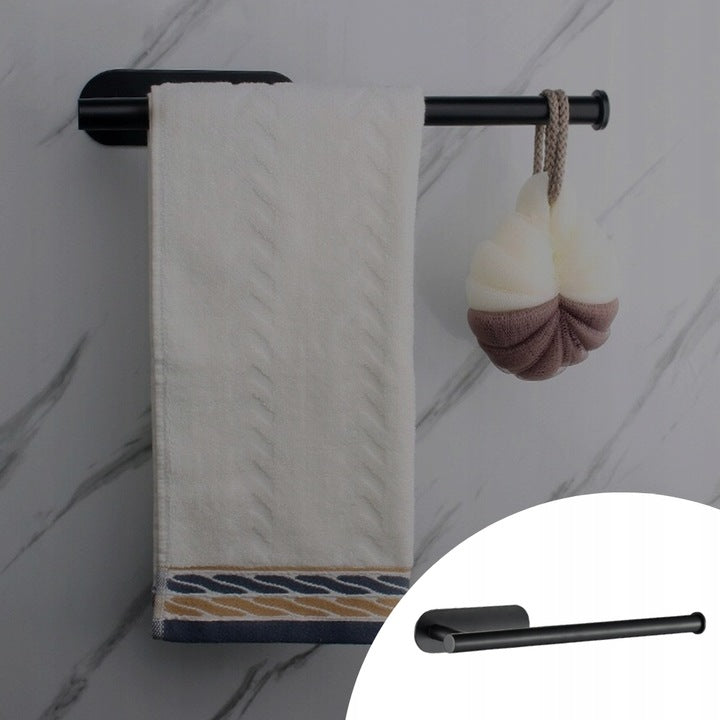 Suport hartie igienica din otel, prindere fara gaurire, 33.5cm, negru