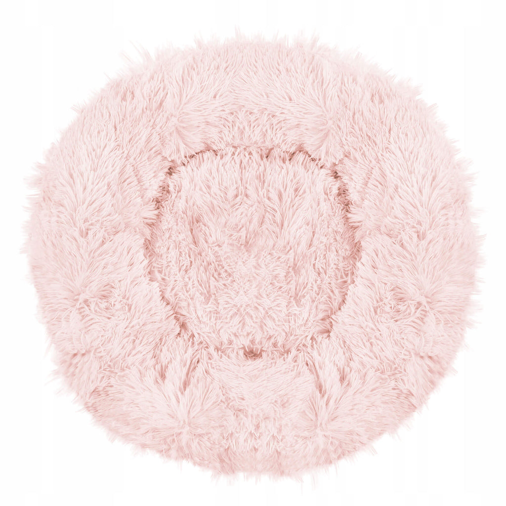 Pat  pentru caini si pisici, cu husa detasabila, roz deschis, diametru 60cm