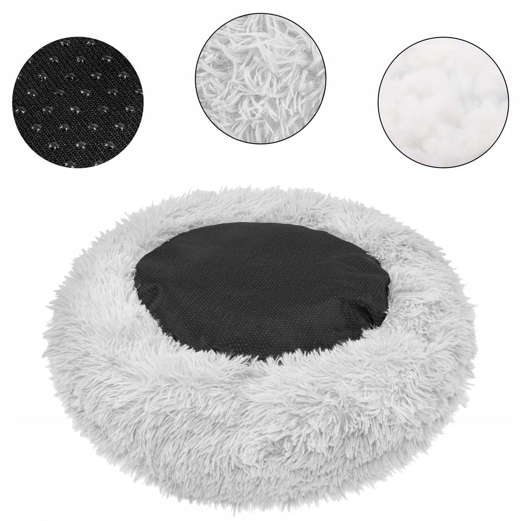 Pat  pentru caini si pisici, cu husa detasabila, gri, diametru 60cm