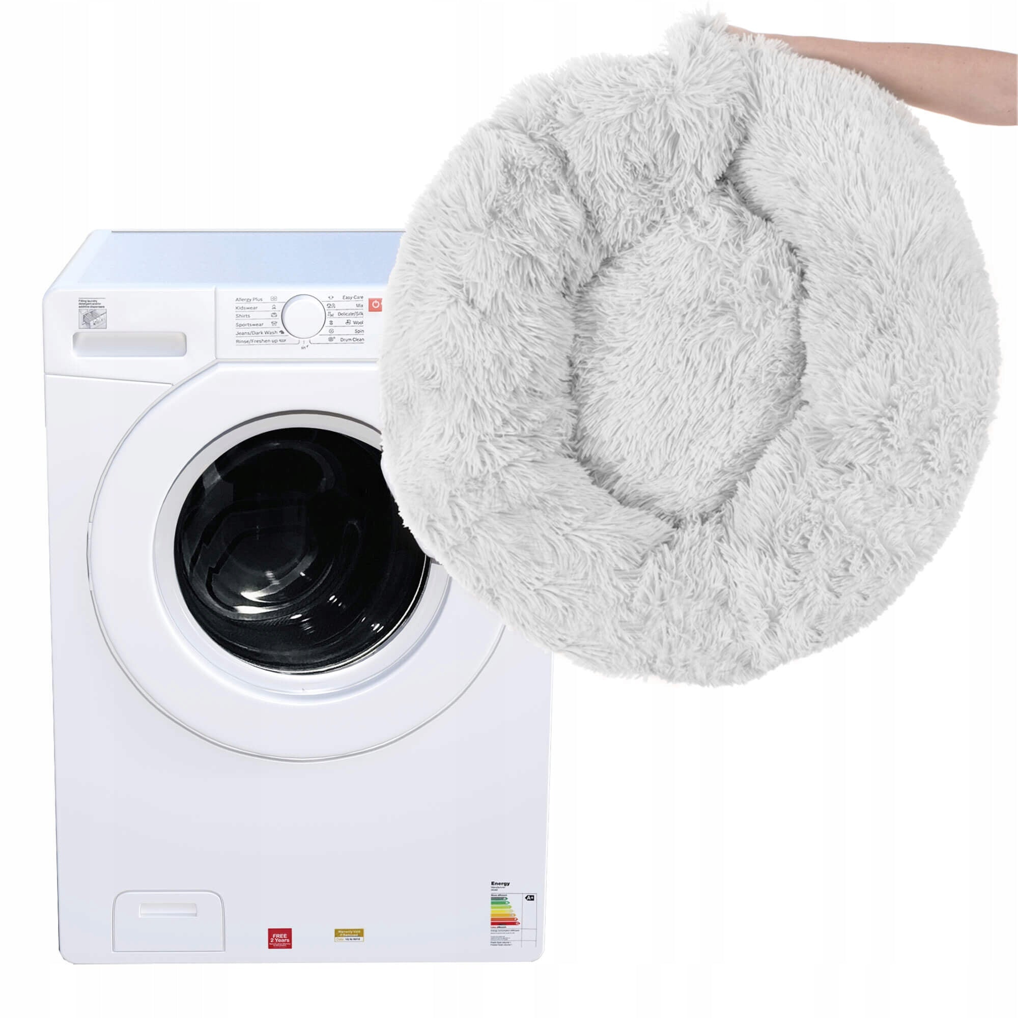 Pat  pentru caini si pisici, cu husa detasabila, gri, diametru 60cm