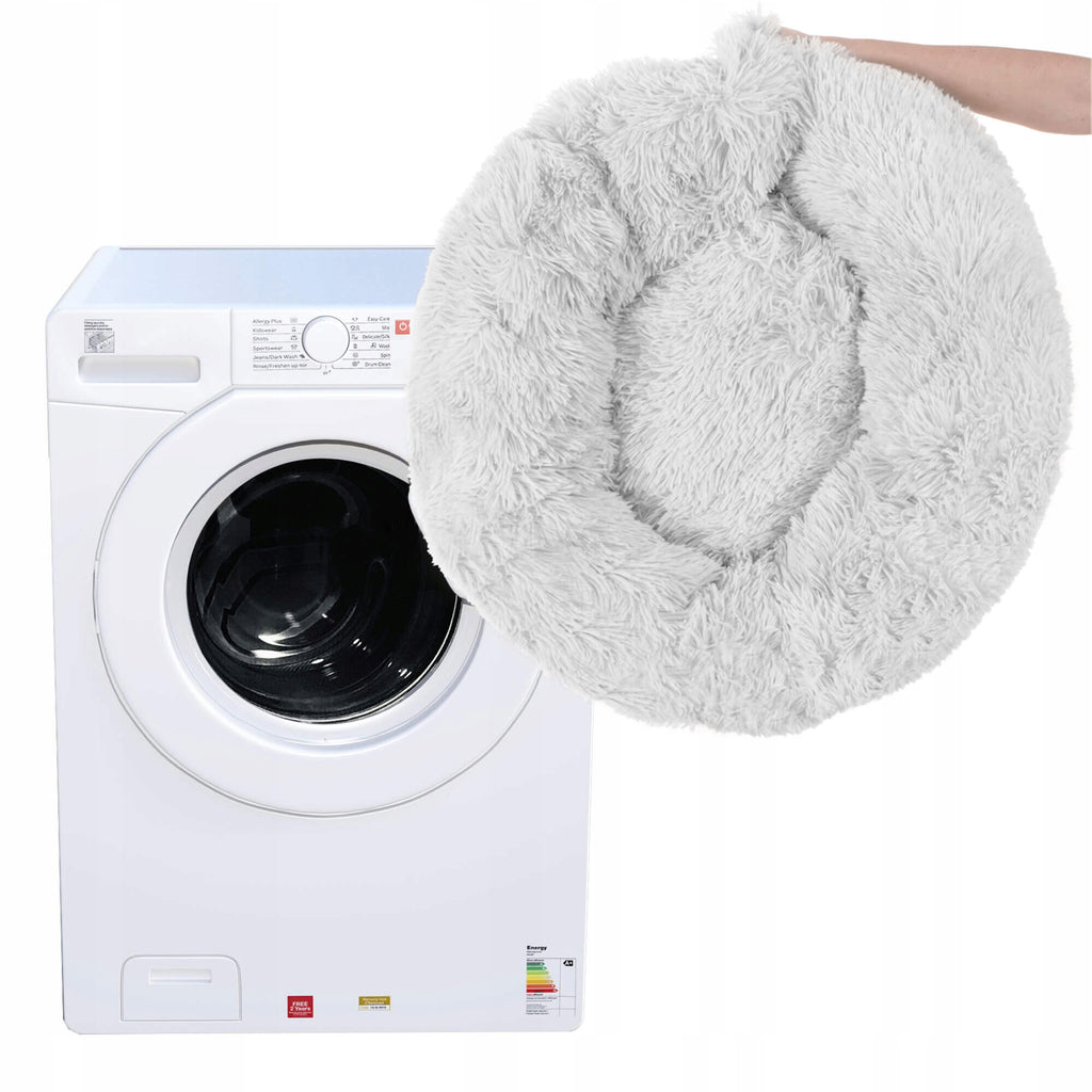 Pat  pentru caini si pisici, cu husa detasabila, gri, diametru 120cm