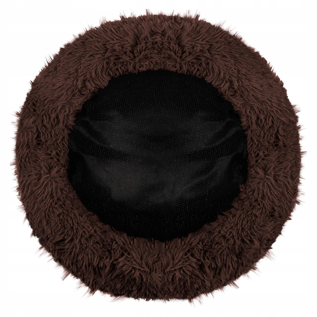 Pat  pentru caini si pisici, cu husa detasabila, maro, diametru 100cm