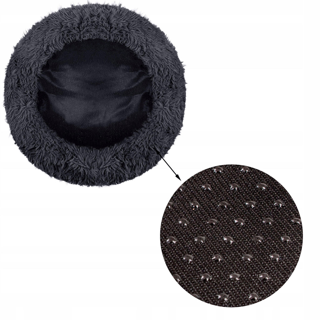 Pat  pentru caini si pisici, cu husa detasabila, gri inchis, diametru 80cm