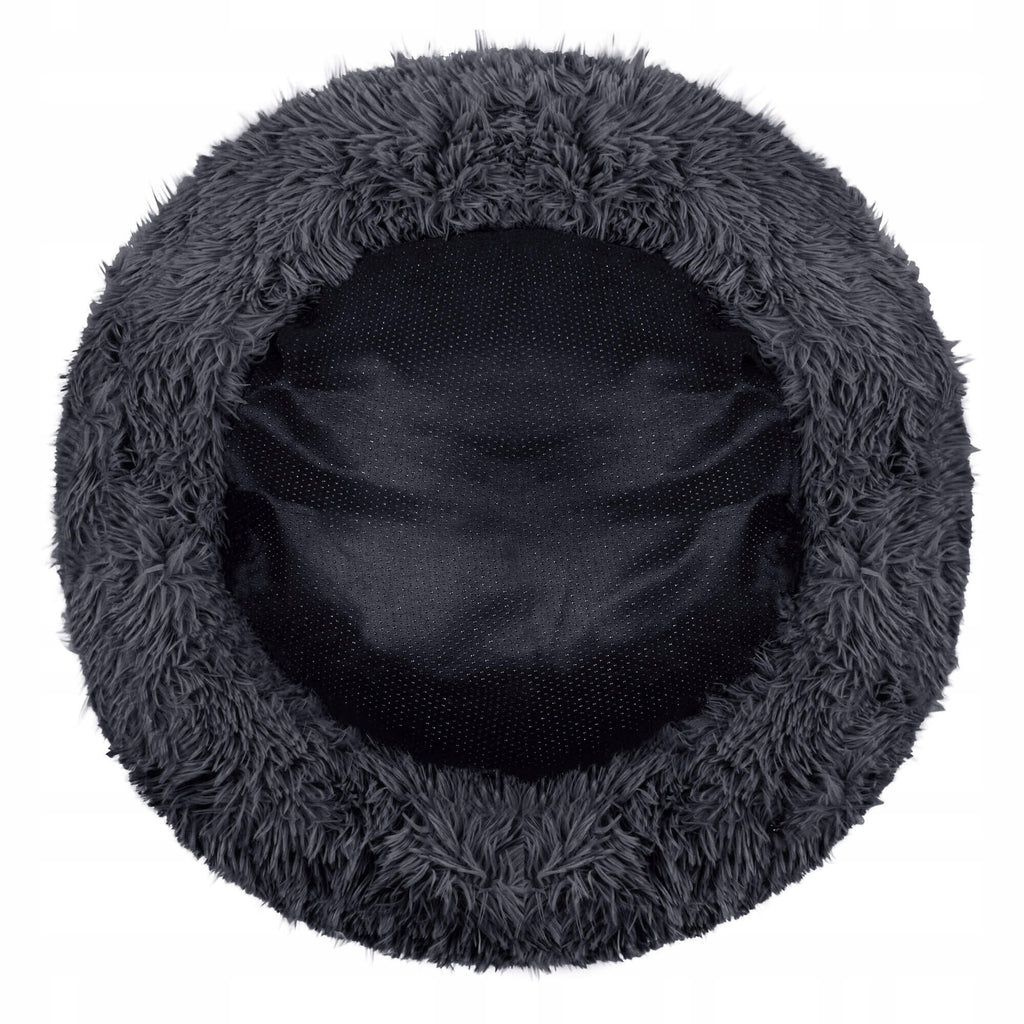 Pat  pentru caini si pisici, cu husa detasabila, gri inchis, diametru 80cm