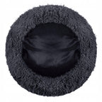 Pat  pentru caini si pisici, cu husa detasabila, gri inchis, diametru 80cm